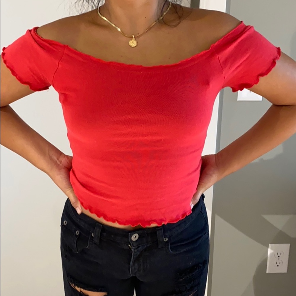 Red off shoulder top